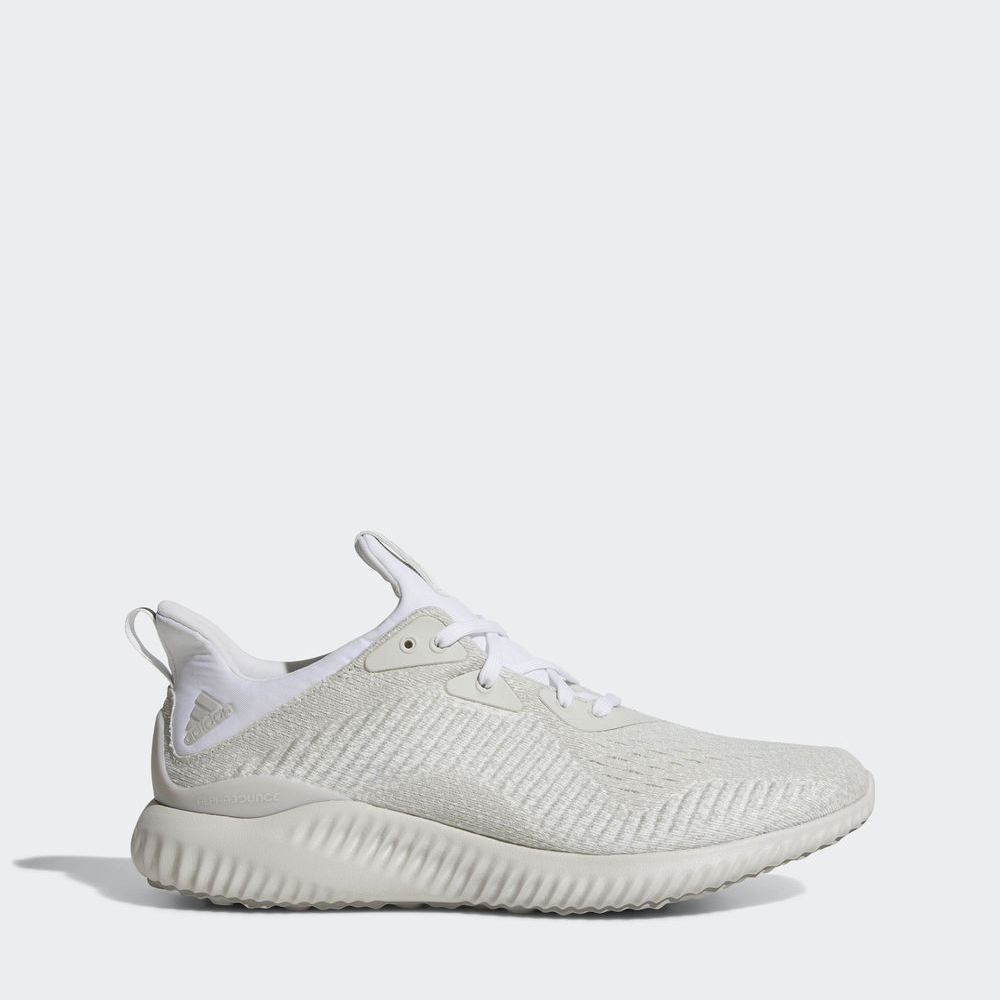 Adidas Alphabounce Em - παπουτσια για τρεξιμο ανδρικα - Ασπρα/Ασημι Μεταλλικός/Ασπρα,Μέγεθος: EU 36